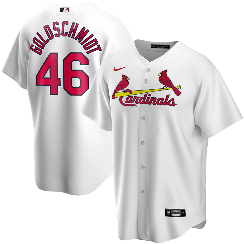 2020 MLB Men St. Louis Cardinals #46 Paul Goldschmidt Nike White Home 2020 Replica Player Jersey 1